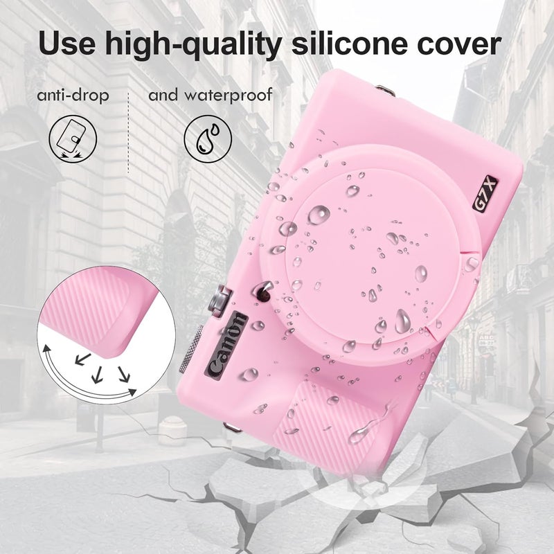 Rieibi Silicone Case for Canon G7X Mark III Case, G7X Mark III Accessories with 2 pcs sreen Protectors,Detachable Lens Cover for Canon G7X Mark III Cover - Image 4